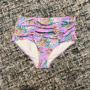 Torrid Purple Floral High-Waisted Swim Bottom